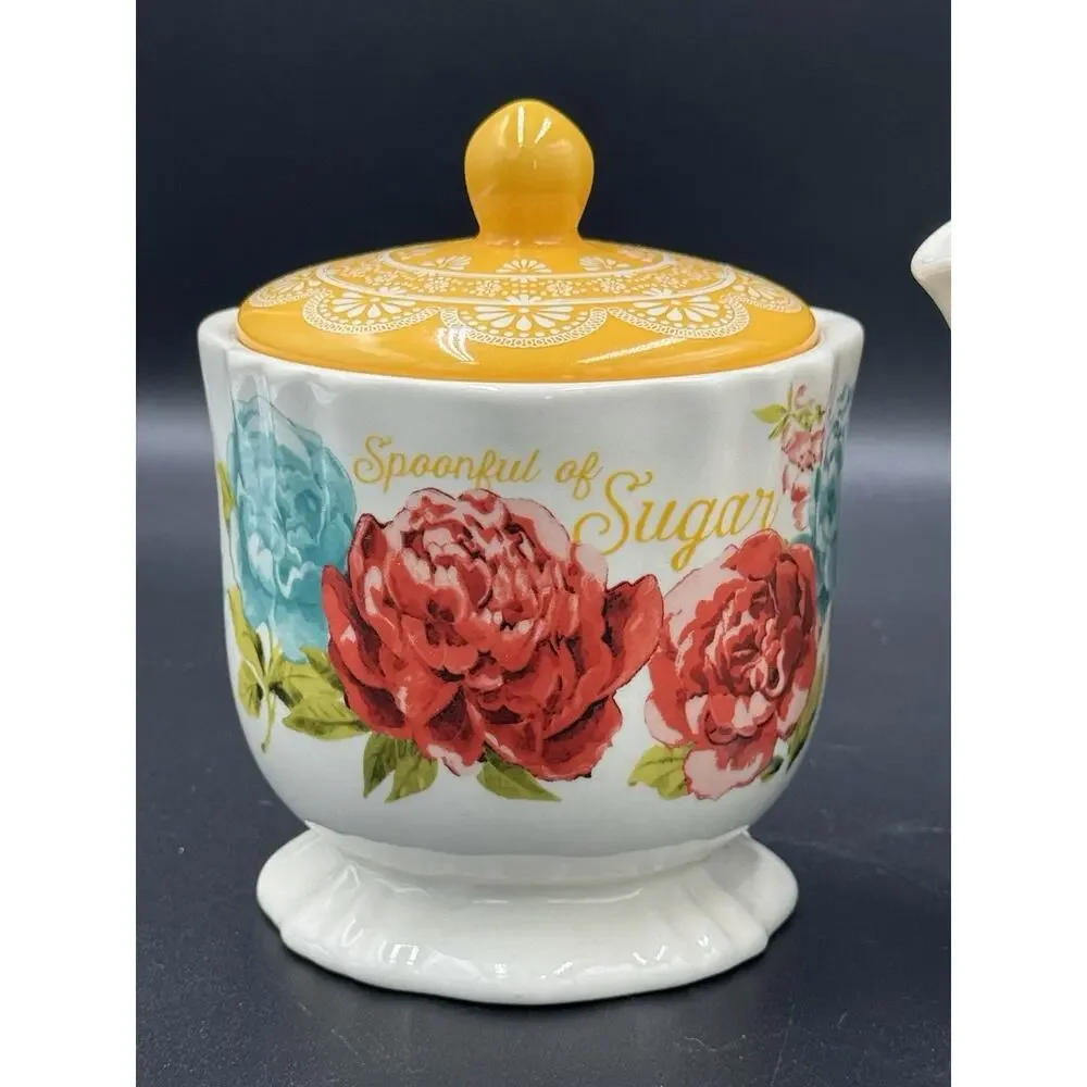 The Pioneer Woman Blossom Jubilee Sugar, Creamer, & Accent Plate 3-Piece Set